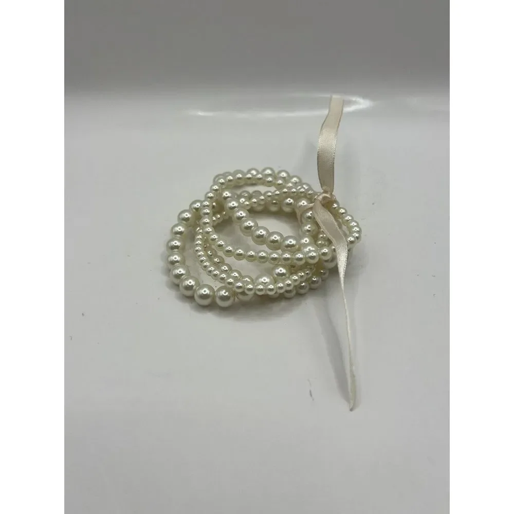 Vintage Pearl (faux) Bracelet Set Lot White Elegance Prom Jewelry